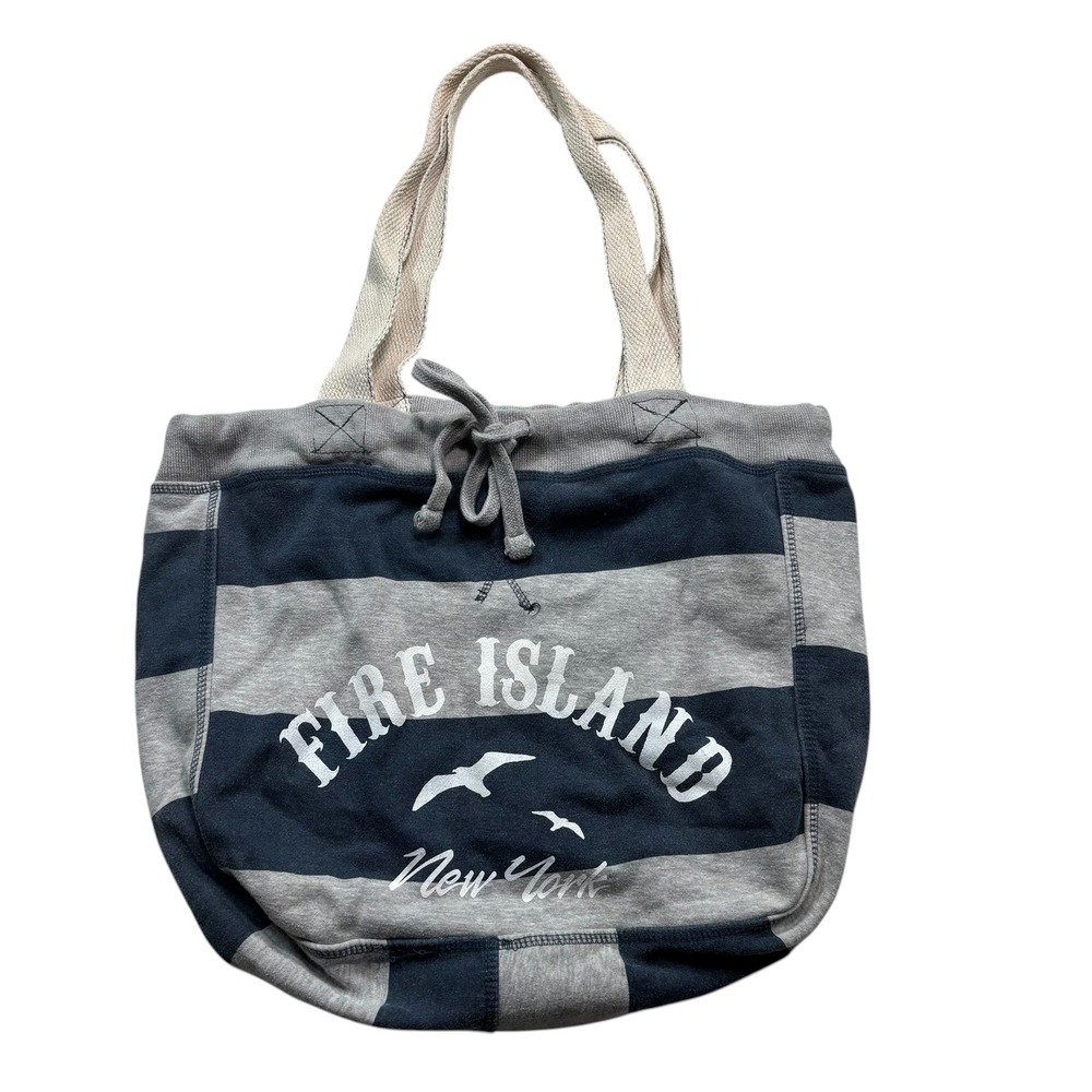 MV Sport Fire Island New York Striped‎ Beachcomber Bag Tote Gray Navy